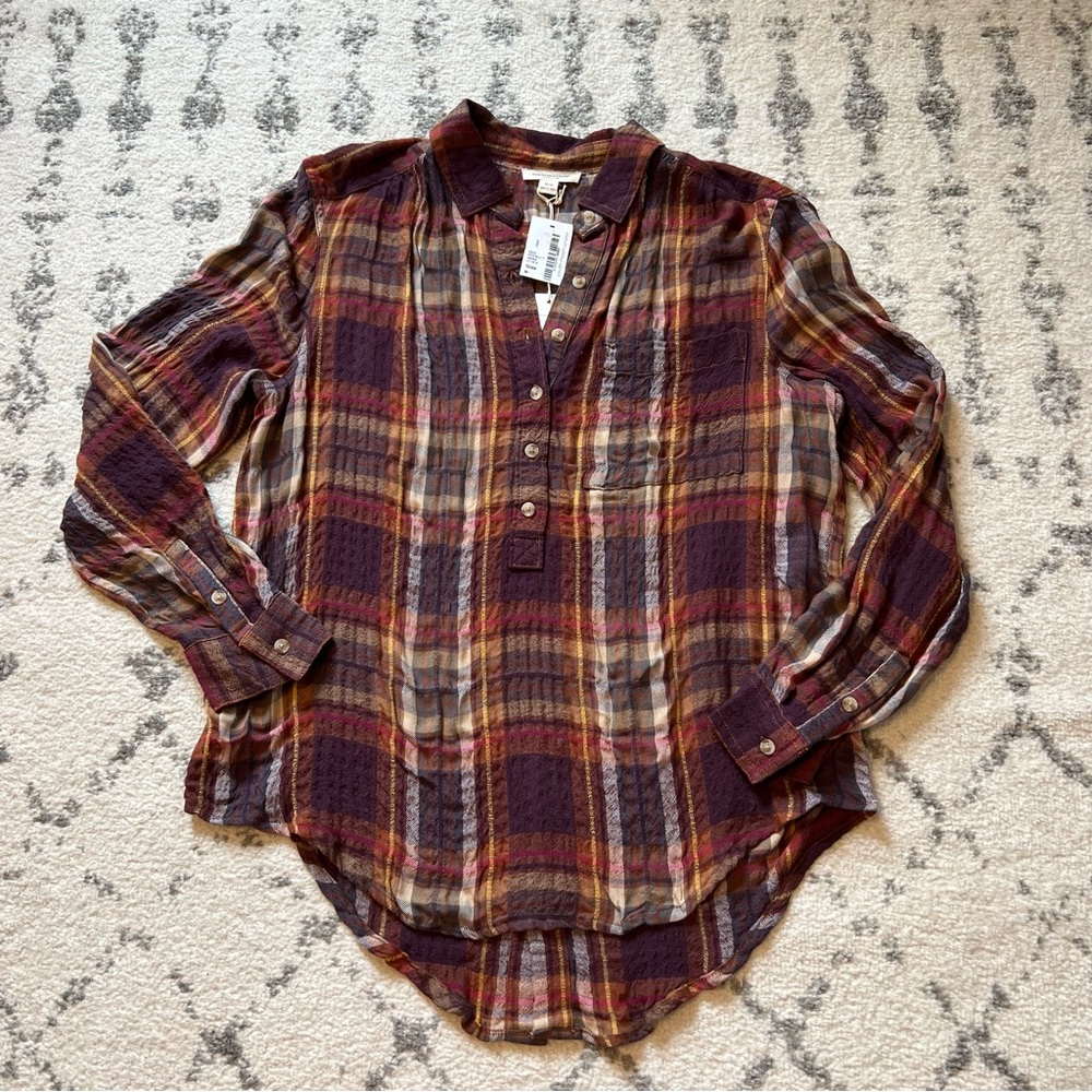 beachlunchlounge NWT Plaid Tunic Top